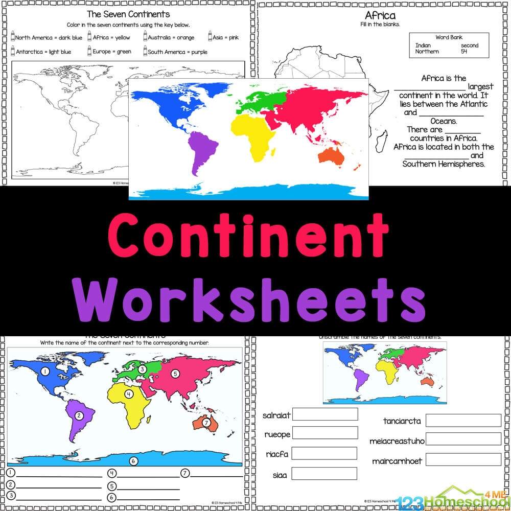 FREE 7 Continents And Oceans Worksheet Cut And Paste Continents And Oceans World Map By Teach Simple