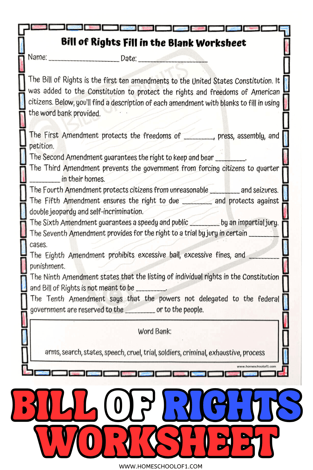 The Constitution Worksheet WordMint