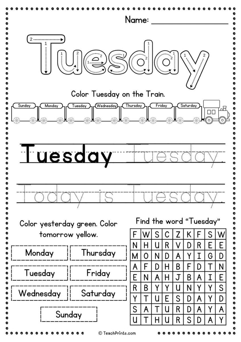 Free Days Of The Week Worksheets Teach Prints Days Of The Week 28 Worksheets Downloadable Worksheets