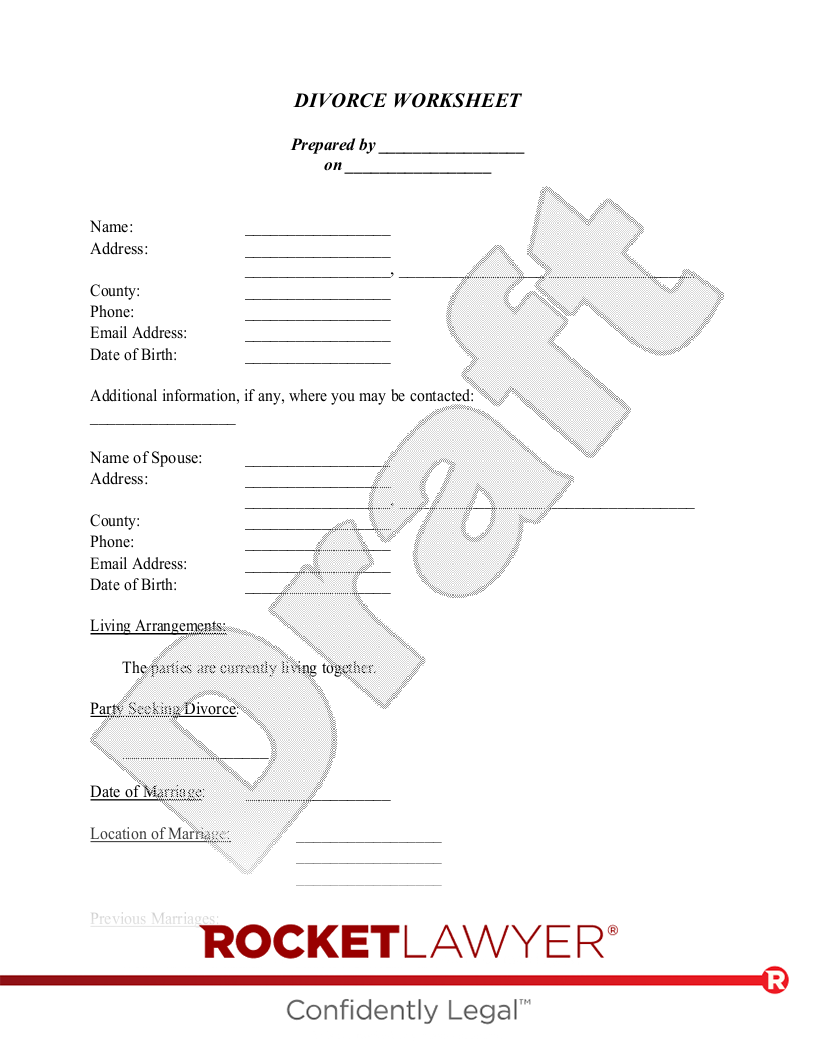Free Divorce Worksheet Rocket Lawyer Worksheets Library Free Divorce Worksheet Rocket Lawyer Worksheets Library