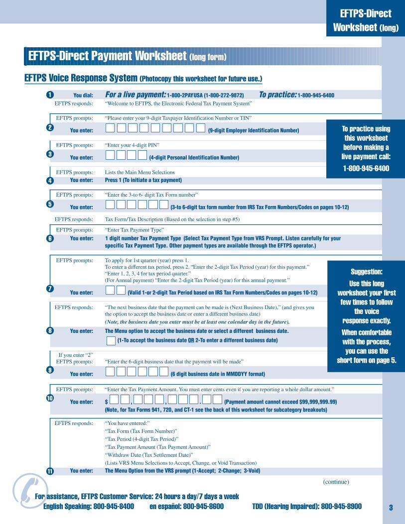 How Do I Use The Electronic Federal Tax Payment System EFTPS Worksheets Library