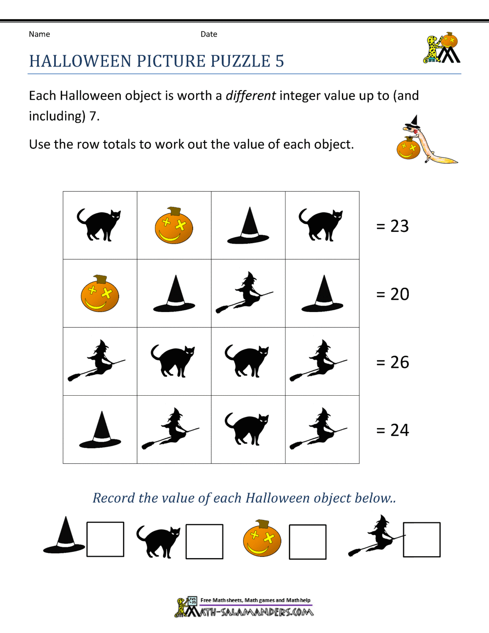 Free Halloween Math Worksheets FREE Printable Halloween Activity Worksheets For Kids