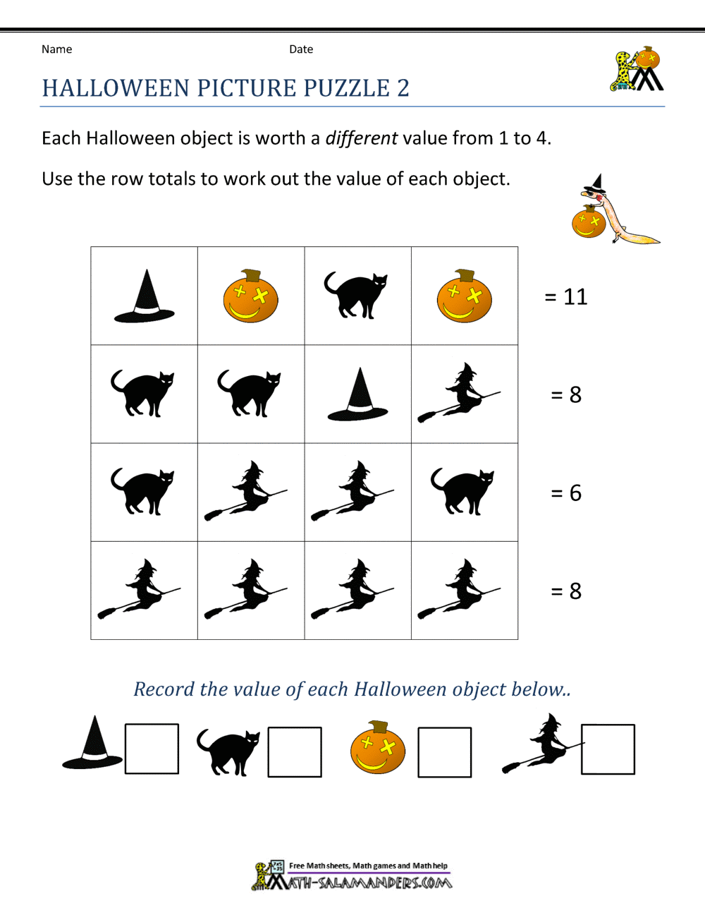 Free Halloween Math Worksheets Halloween Math Worksheets Printable FREE Halloween Math Worksheets Cazoom Math