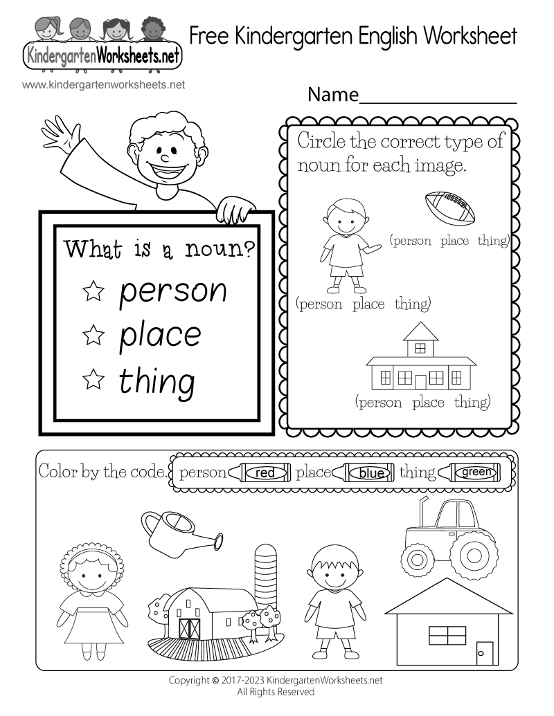 Free Kindergarten English Worksheet Printable Free Kindergarten English Worksheet Printable