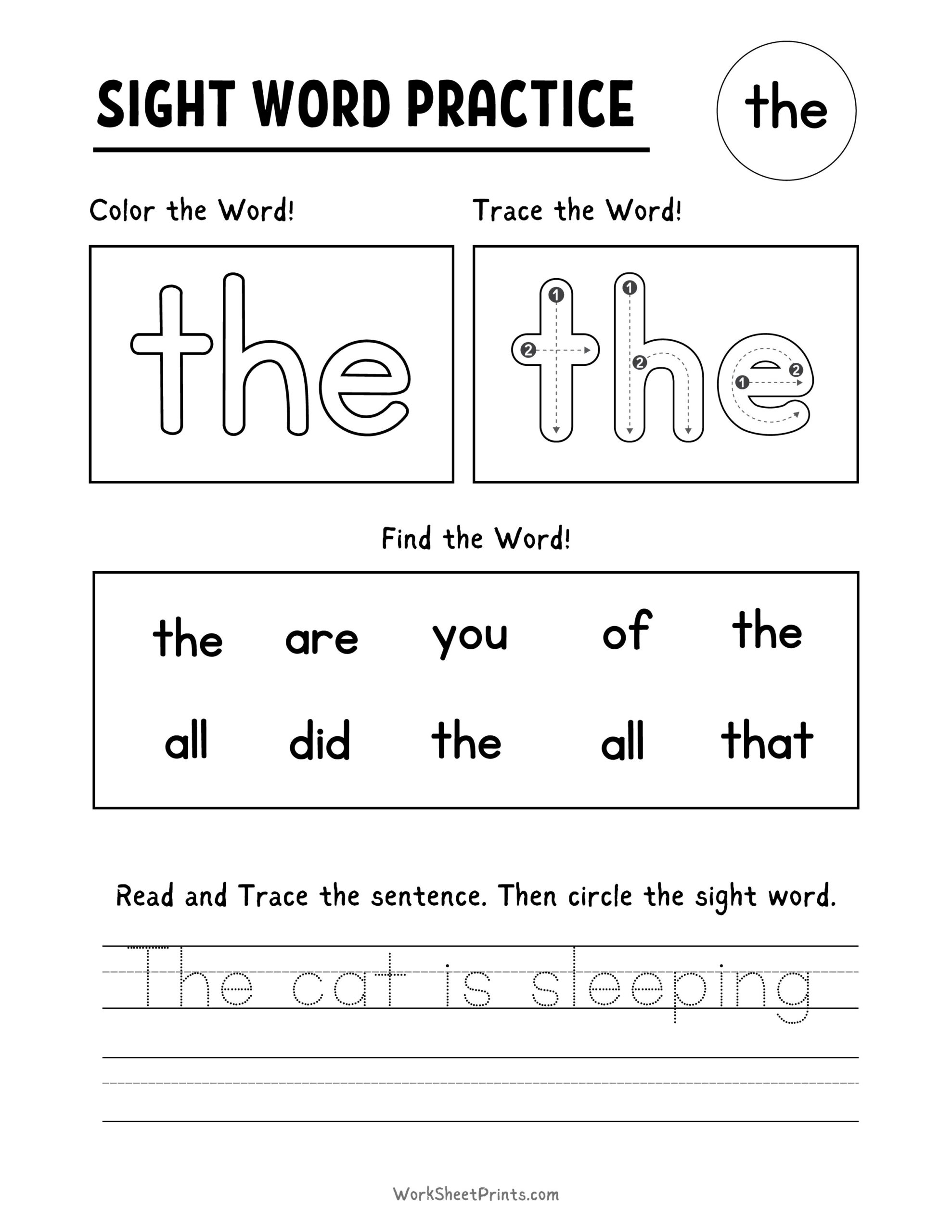 Sight Word They Worksheet Free Printable Digital PDF