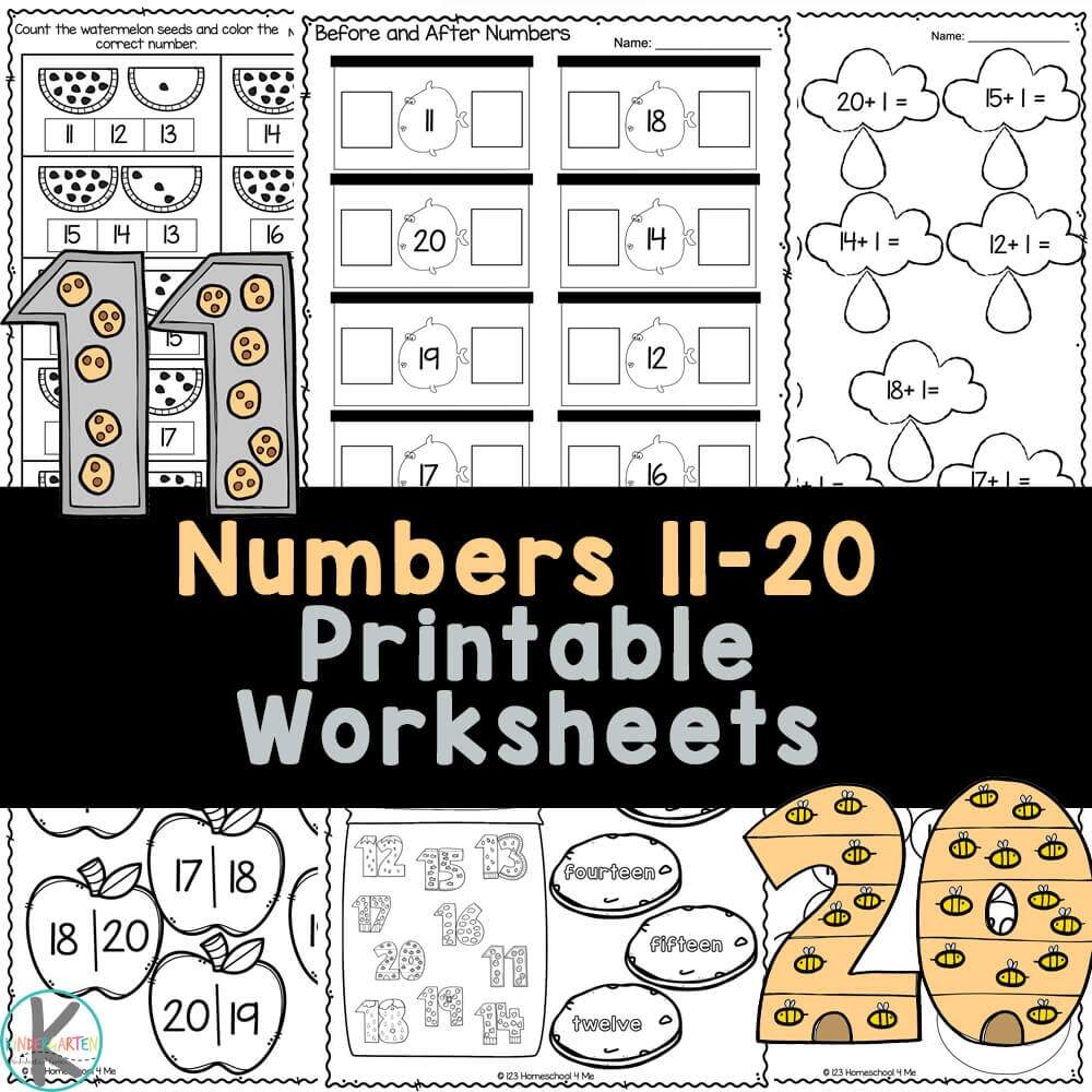 FREE Kindergarten Teen Numbers 11 20 Worksheets Teen Numbers Kindergarten Math Activities