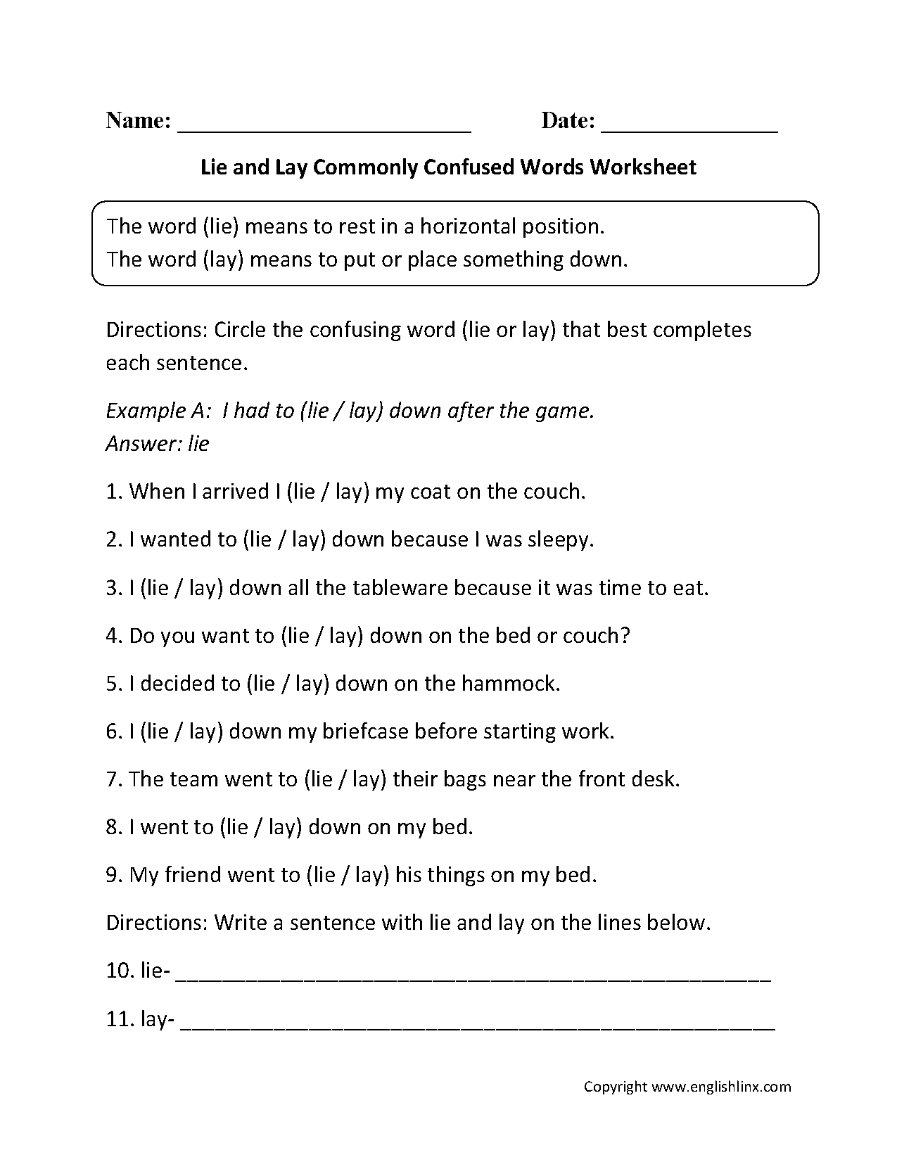 Free Lie Vs Lay Worksheet Download Free Lie Vs Lay Worksheet Png Images Free Worksheets On Clipart Library