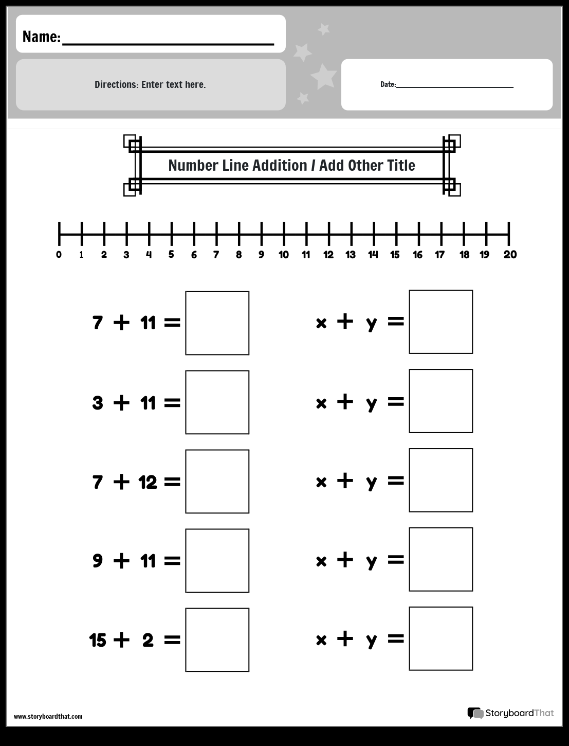 Free Math Number Line Worksheets Storyboard That Free Math Number Line Worksheets Storyboard That
