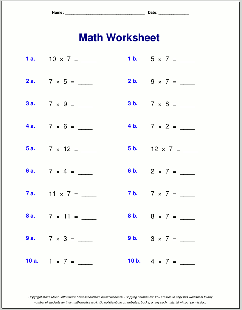 Free Math Worksheets 7th Grade Math Worksheets