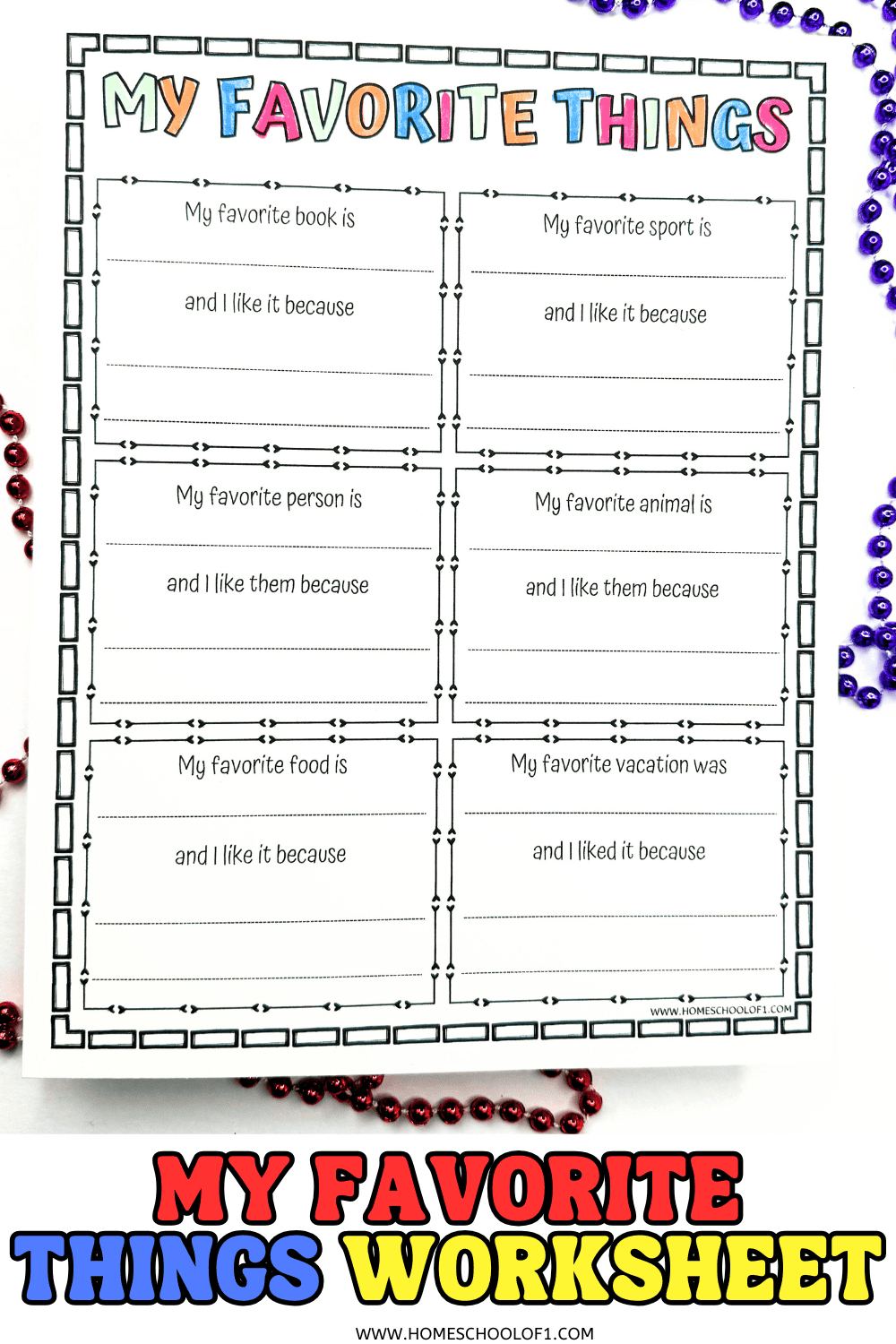 My Favorite Things Classroom Questionnaire School Survey 8 X10 Gift Exchange Ideas Printable PDF Jpeg Digital File Etsy