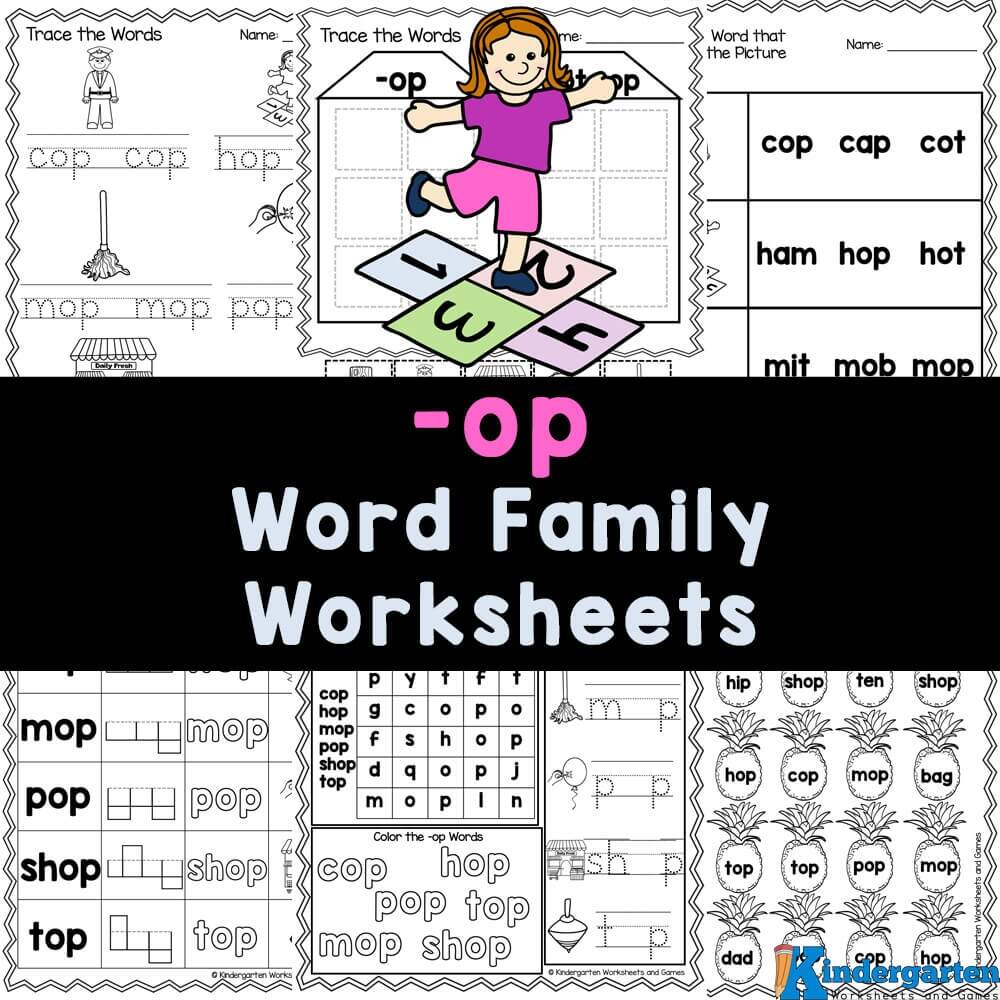 OP Word Family Worksheets Kindergarten Mom