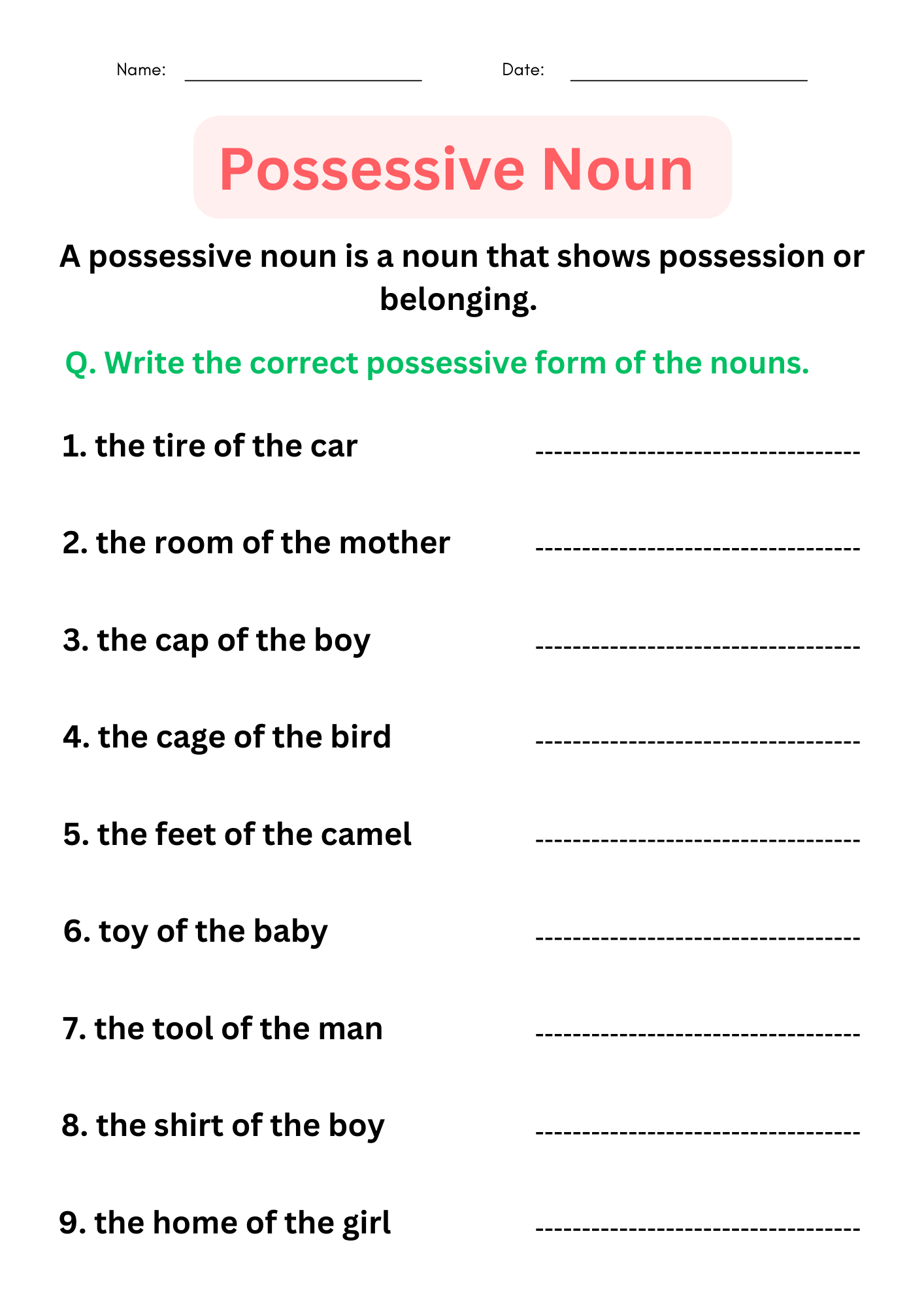 Free Possessive Nouns Worksheet 6th Grade Download Free Possessive Nouns Worksheet 6th Grade Png Images Free Worksheets On Clipart Library