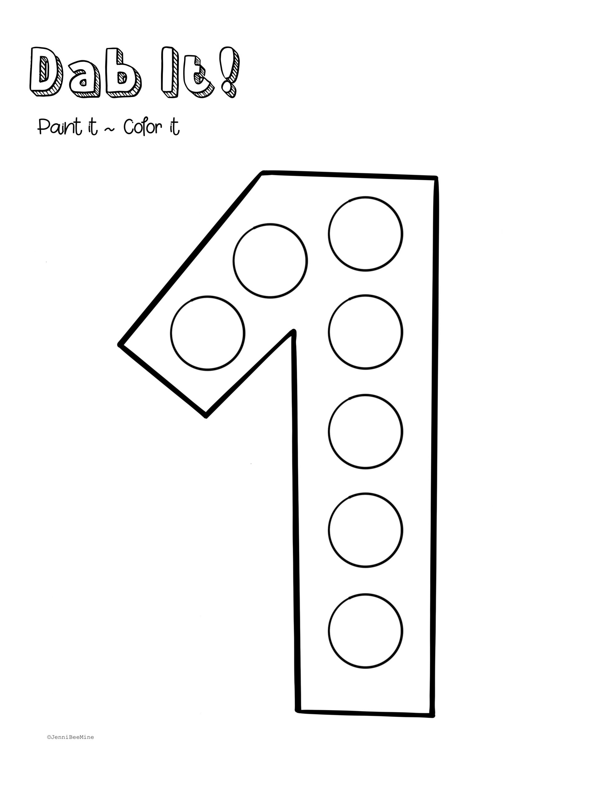 Coloring Numbers Number 1 Worksheet Math Printable Sheet For Preschool And Kindergarten Kids Activity To Learn Basic Mathematics Skills Stock Vector Image Art Alamy