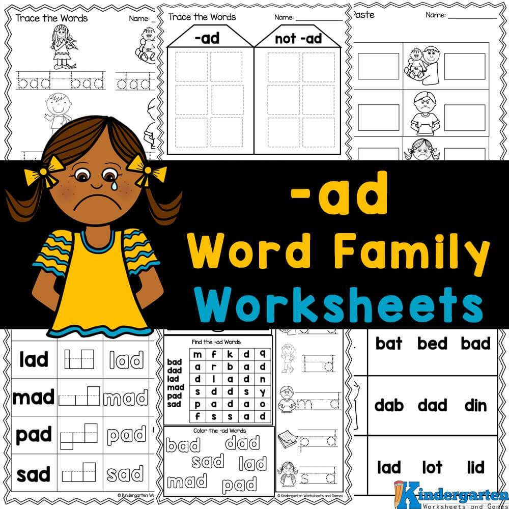 FREE Printable Ad Word Family Worksheets FREE Printable Ad Word Family Worksheets