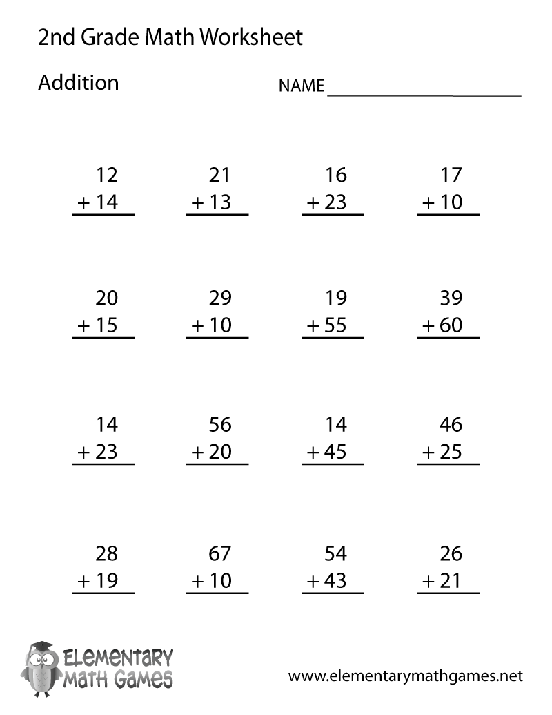 Free Printable Addition Worksheet For Second Grade Free Printable Multiplication Worksheet For Second Grade