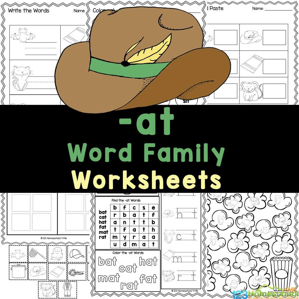 FREE Printable At Word Family Worksheets FREE Printable At Word Family Worksheets