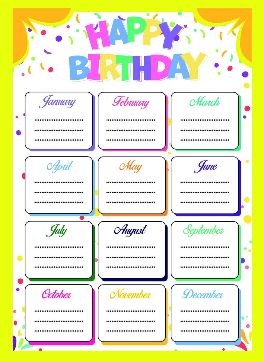 Free Printable Birthday Chart Printable Party Favors