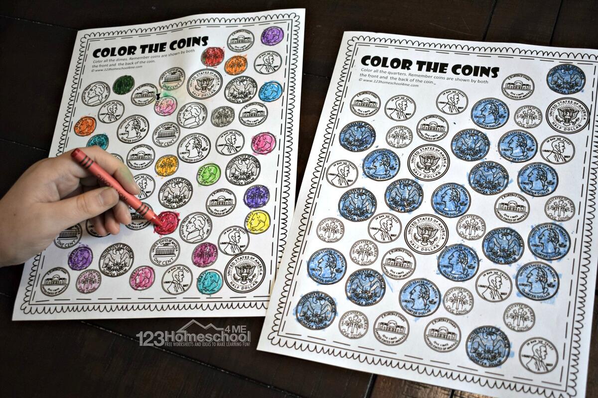 FREE Printable Color The Coin Money Worksheets Free Sorting Coins Worksheets Teach Prints
