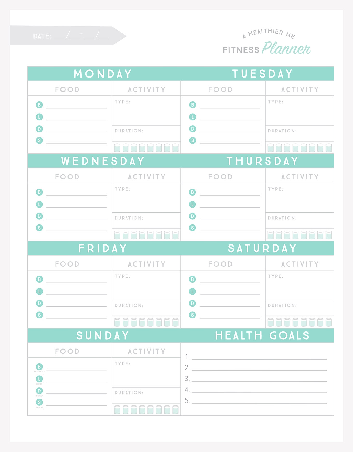 Free Printable Fitness Planner Free Printable Fitness Planner
