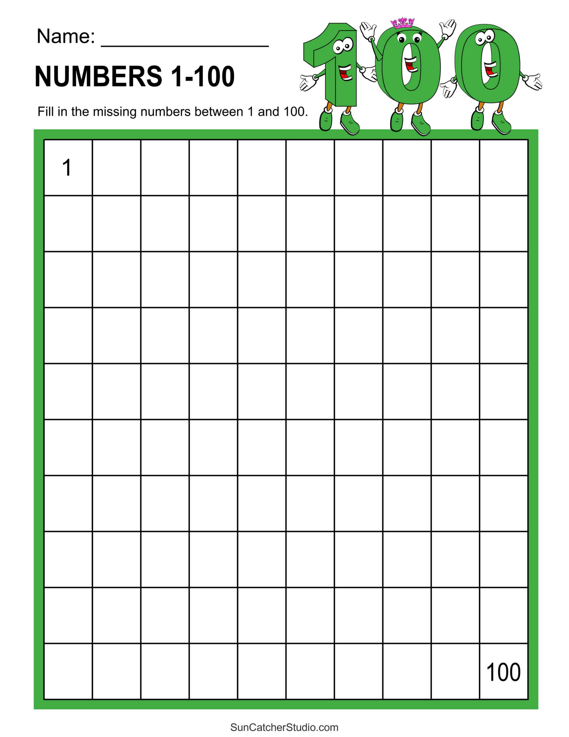 Free Printable Hundreds Charts Numbers 1 To 100 Free Printables Lettering SVG Files Tools Apps
