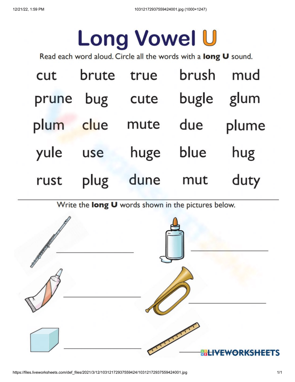 Free Printable Long U Worksheets For Teaching Learning Worksheets Library