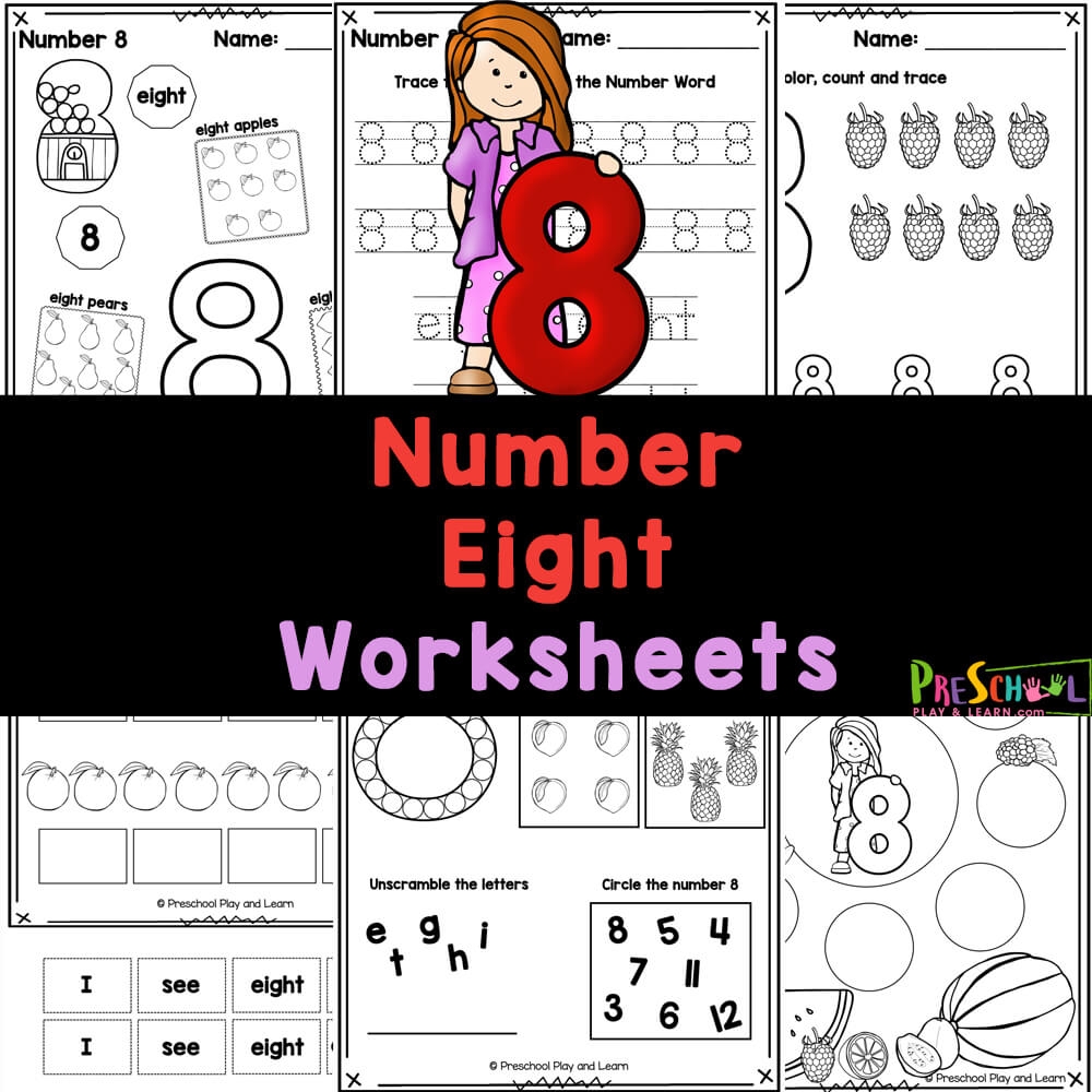 Free Printable Number Eight Learning Worksheet For Preschool