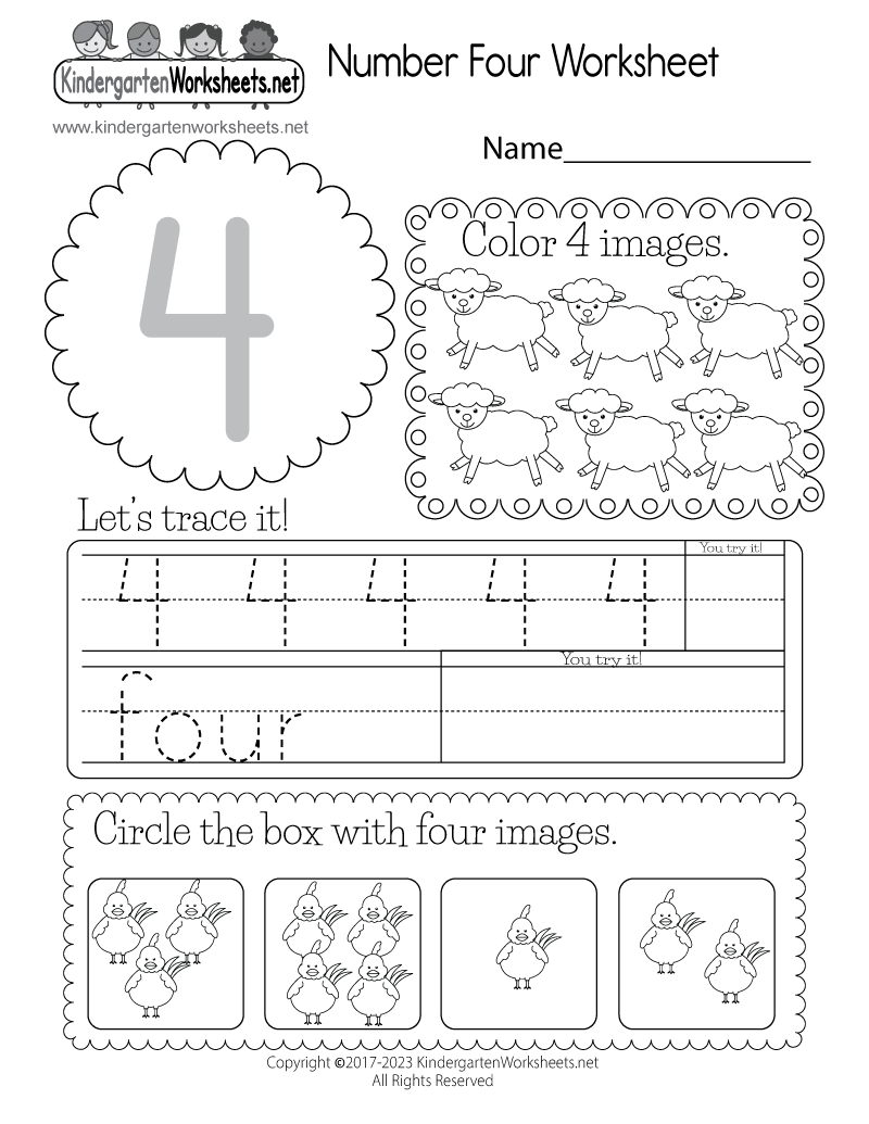Free Printable Number Four Worksheet Number 4 Worksheets FREE Tracing Counting Printables
