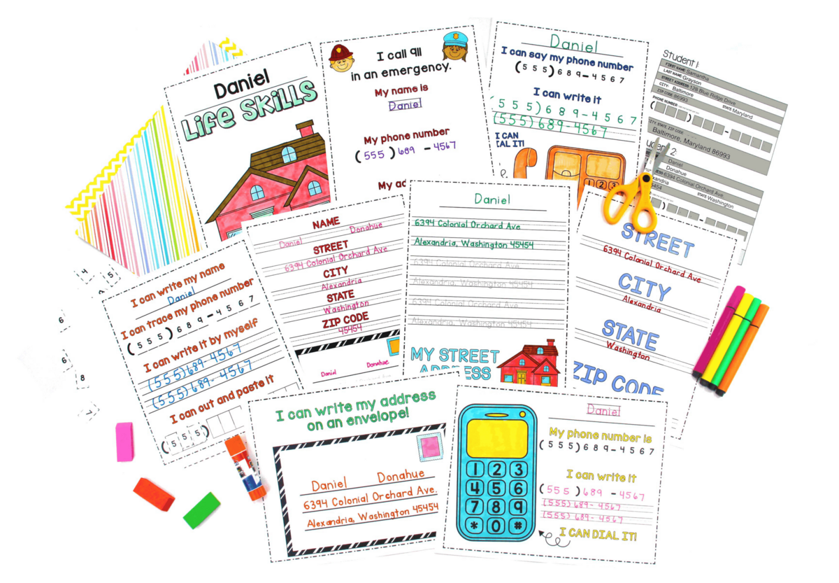 Free Printable Phone Number And Address Practice Worksheets Worksheets Library