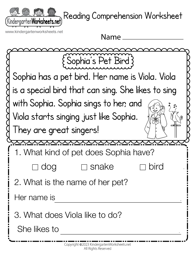 Free Printable Kindergarten Reading Worksheets Activity School For Kids