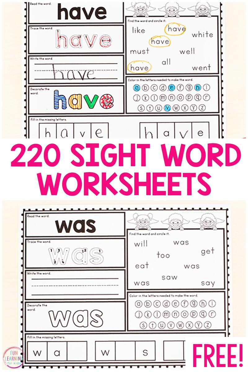 Fill In The Blank Sight Word Sentences Set 2 The Printable Princess