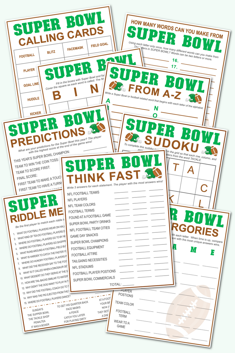 Free Printable Super Bowl Worksheets Fun Activities For Football Fans Free Printable Super Bowl Worksheets Fun Activities For Football Fans