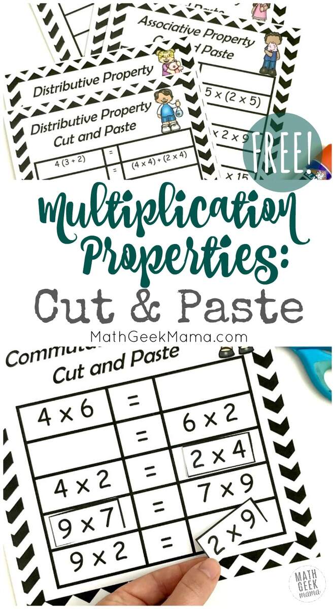 FREE Properties Of Multiplication Cut Paste Practice Printable 4th Grade Properties Of Multiplication Worksheets