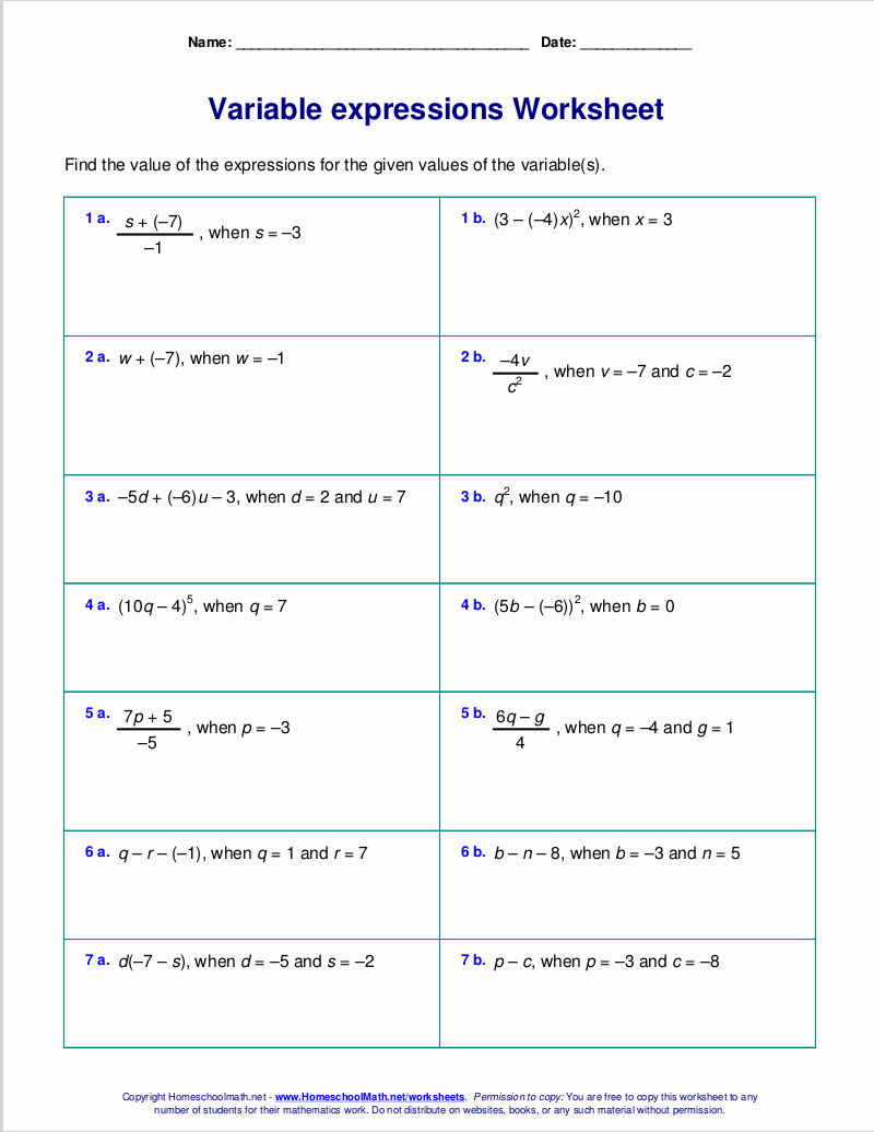 Substitution Worksheets Printable Worksheet On Substitution Into Formulae And Expressions PDF And Free Samples Downloads Cazoom Maths