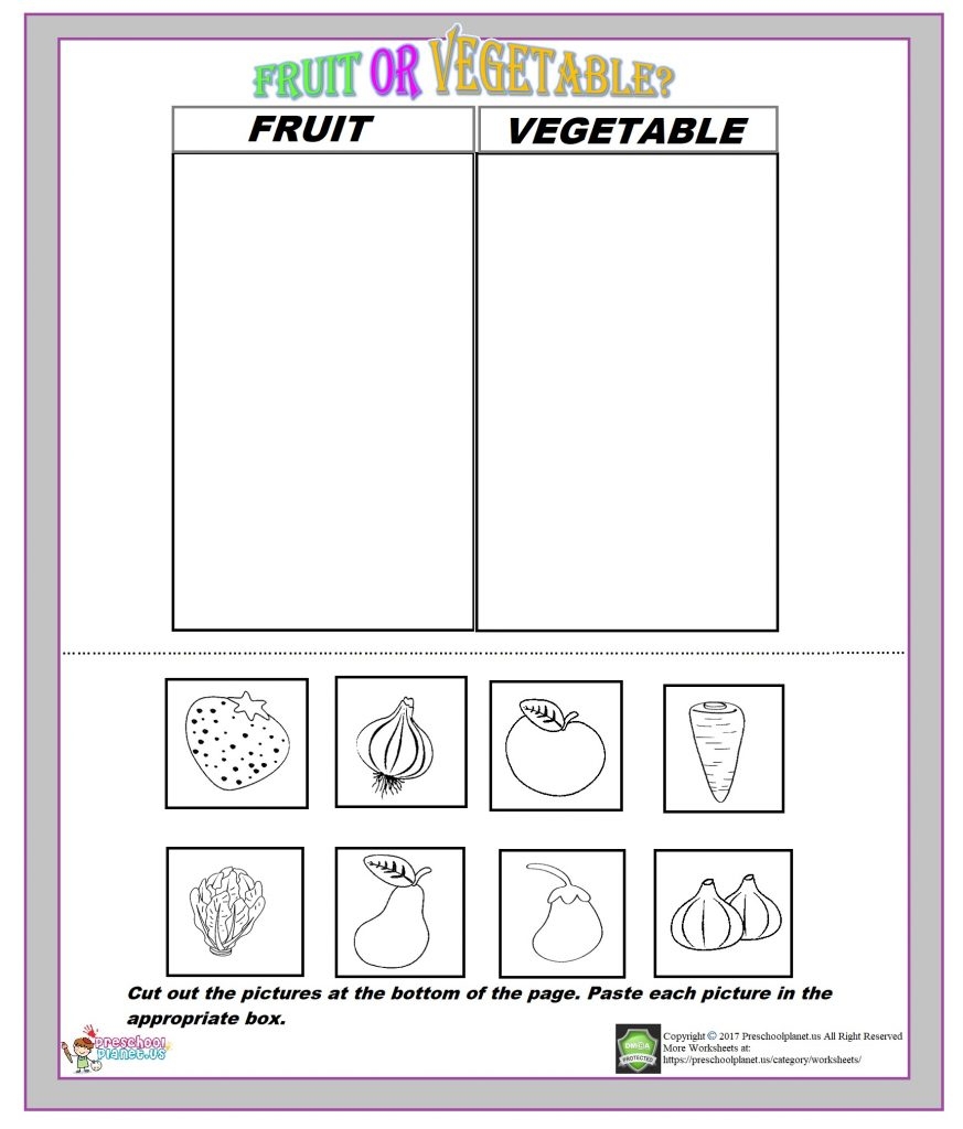 Fruit Or Vegetable Worksheet Preschoolplanet