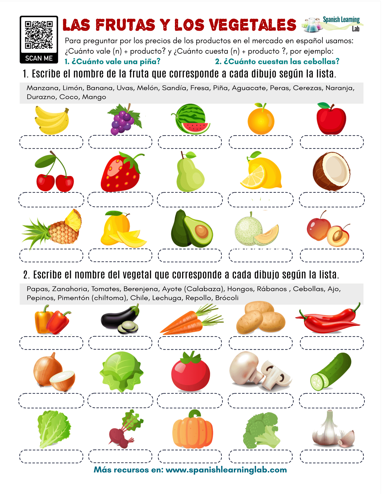 Food In Spanish PDF Conversation Cards Spanish Learning Lab