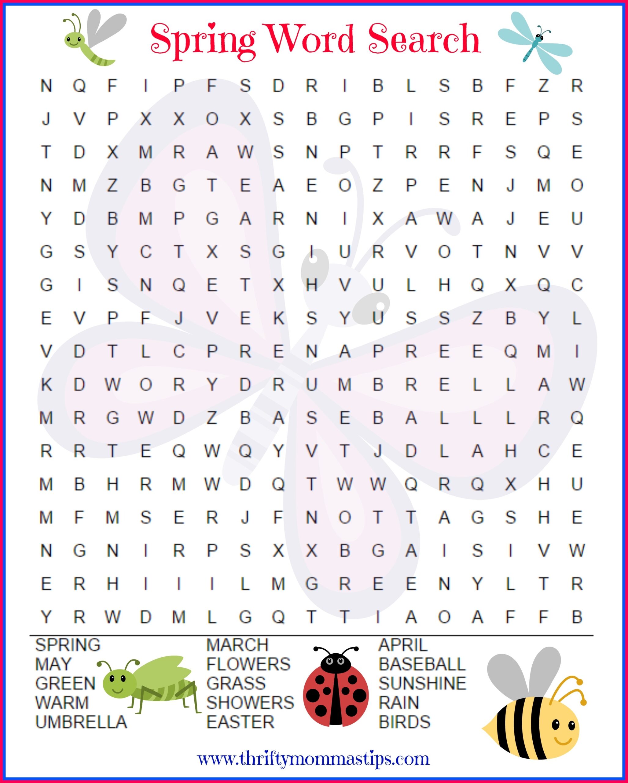 Fun Spring Word Search For Kids Thrifty Mommas Tips Fun Spring Word Search For Kids Thrifty Mommas Tips