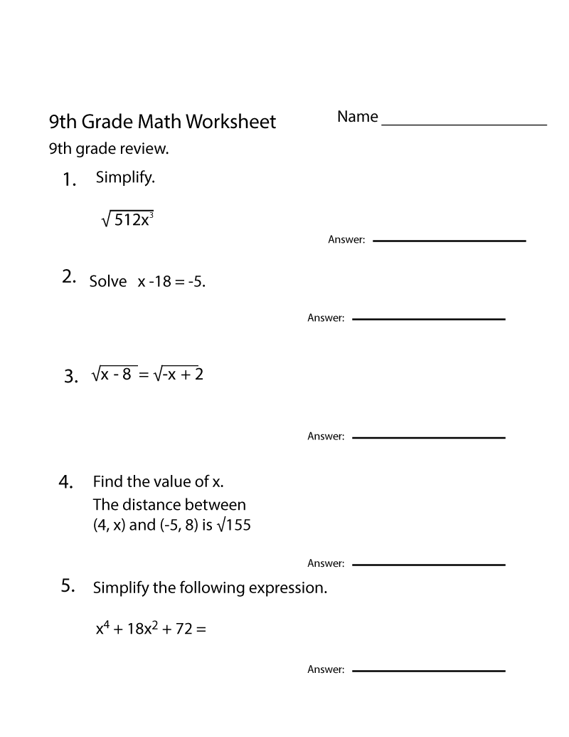 Grade 9 Math Worksheets Printable Free Learning Printable Grade 9 Math Worksheets Printable Free Learning Printable