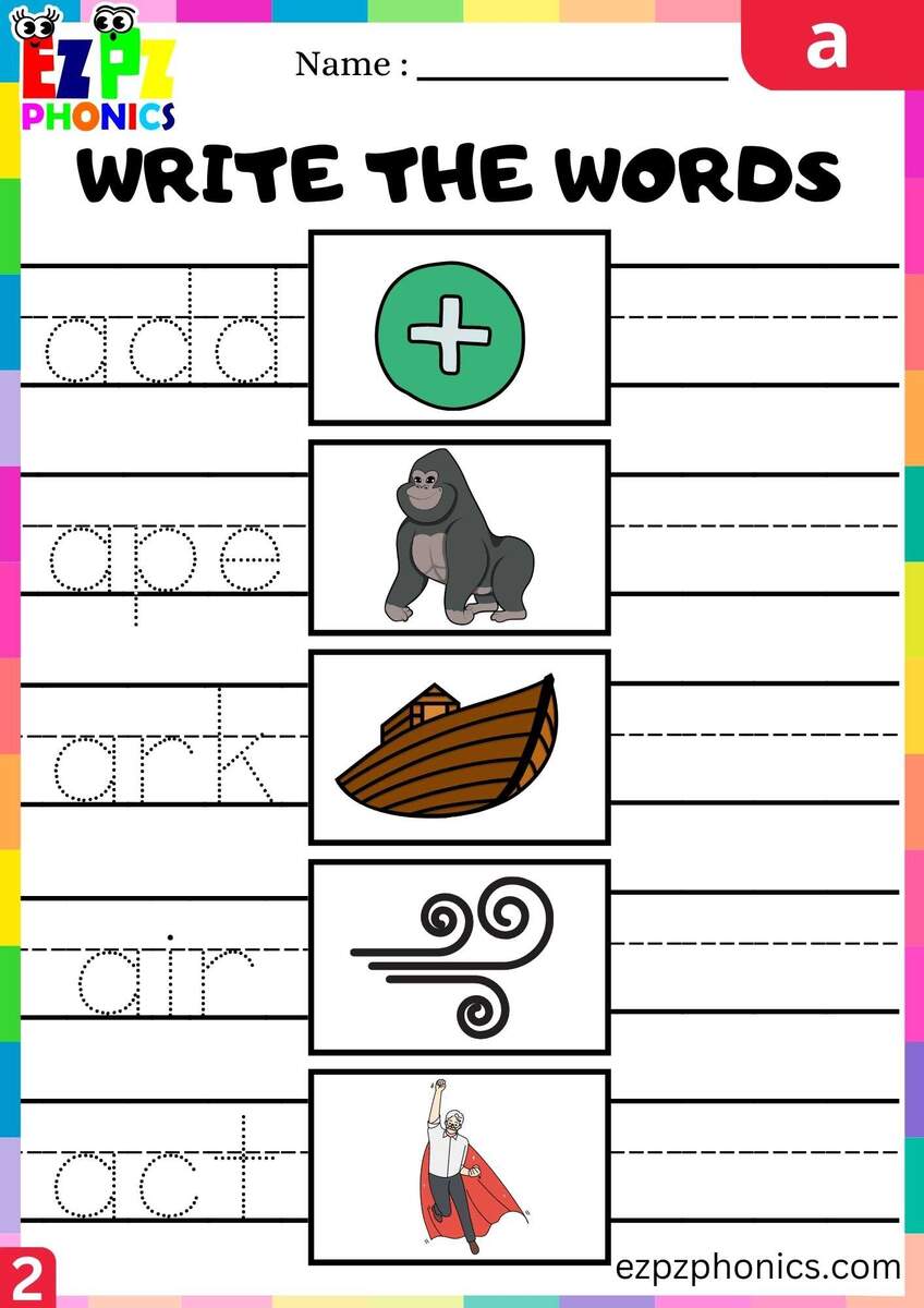 Group2 Letter A Write The Words Beginning Sounds Worksheet Ezpzphonics