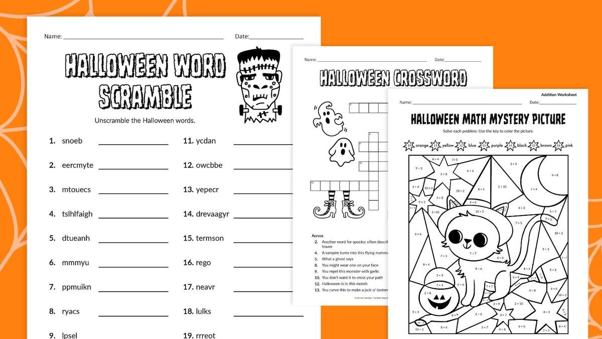 Halloween Math Trivia Worksheet By Teach Simple