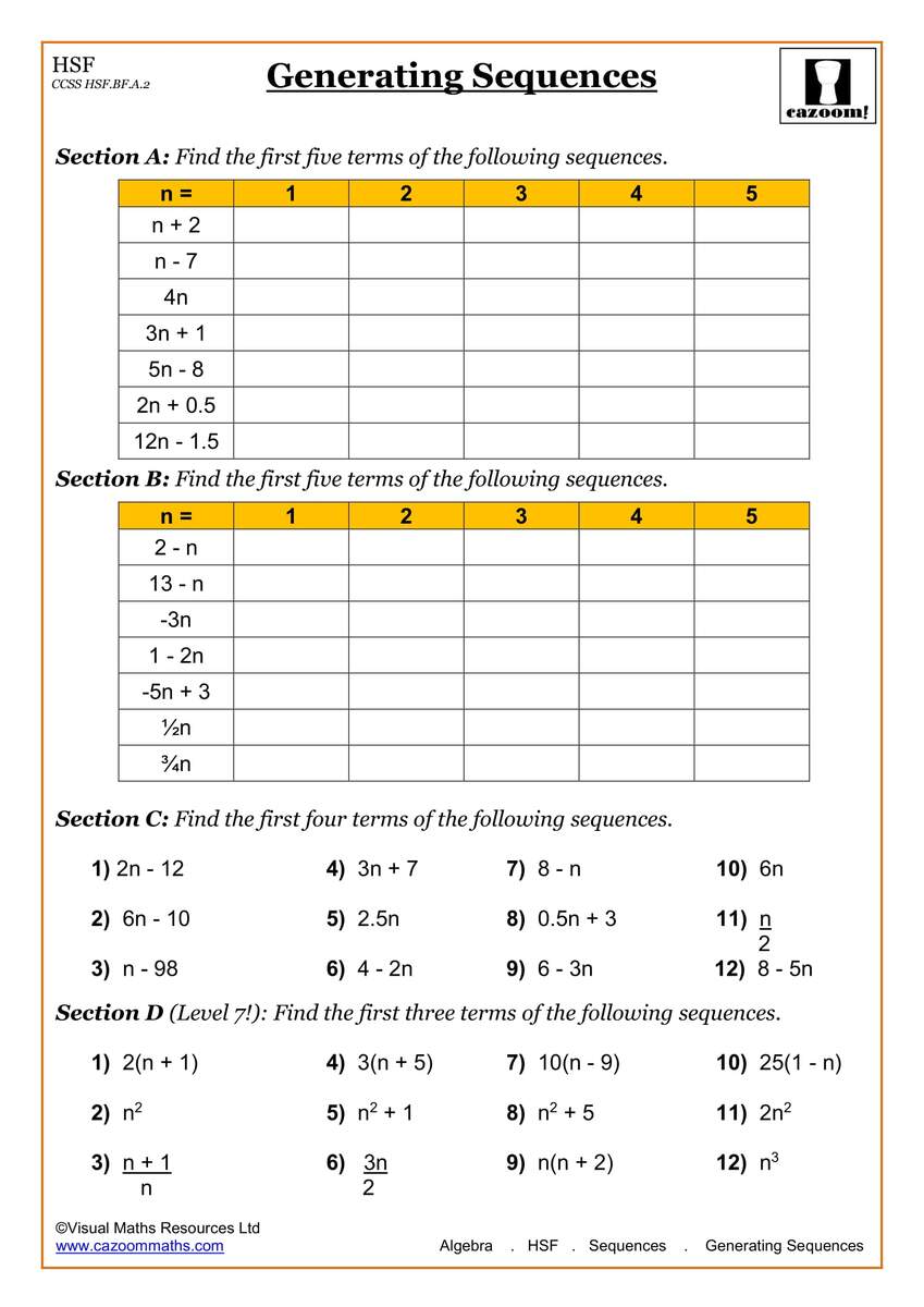 High School Math Worksheets Math Worksheets PDF Cazoom Math Free Math Worksheets
