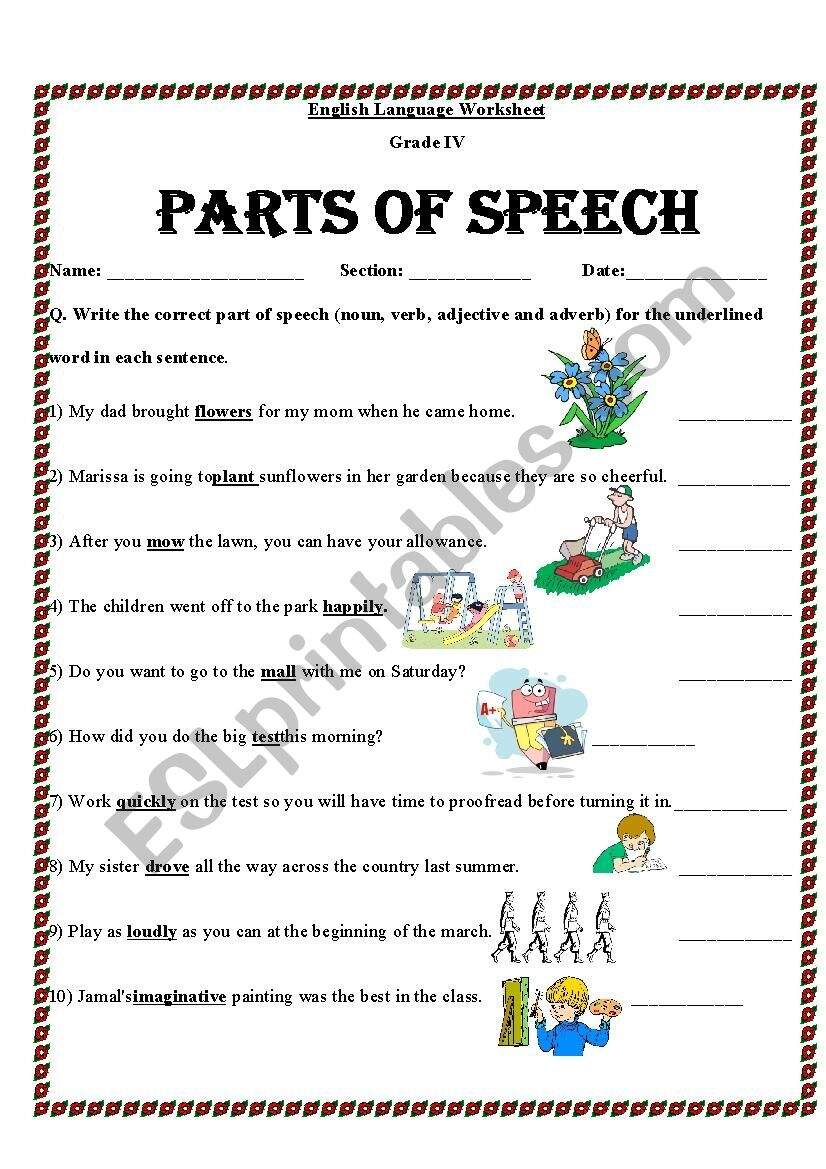 Identify Parts Of Speech ESL Worksheet By Mariajane Worksheets Library Identify Parts Of Speech ESL Worksheet By Mariajane Worksheets Library
