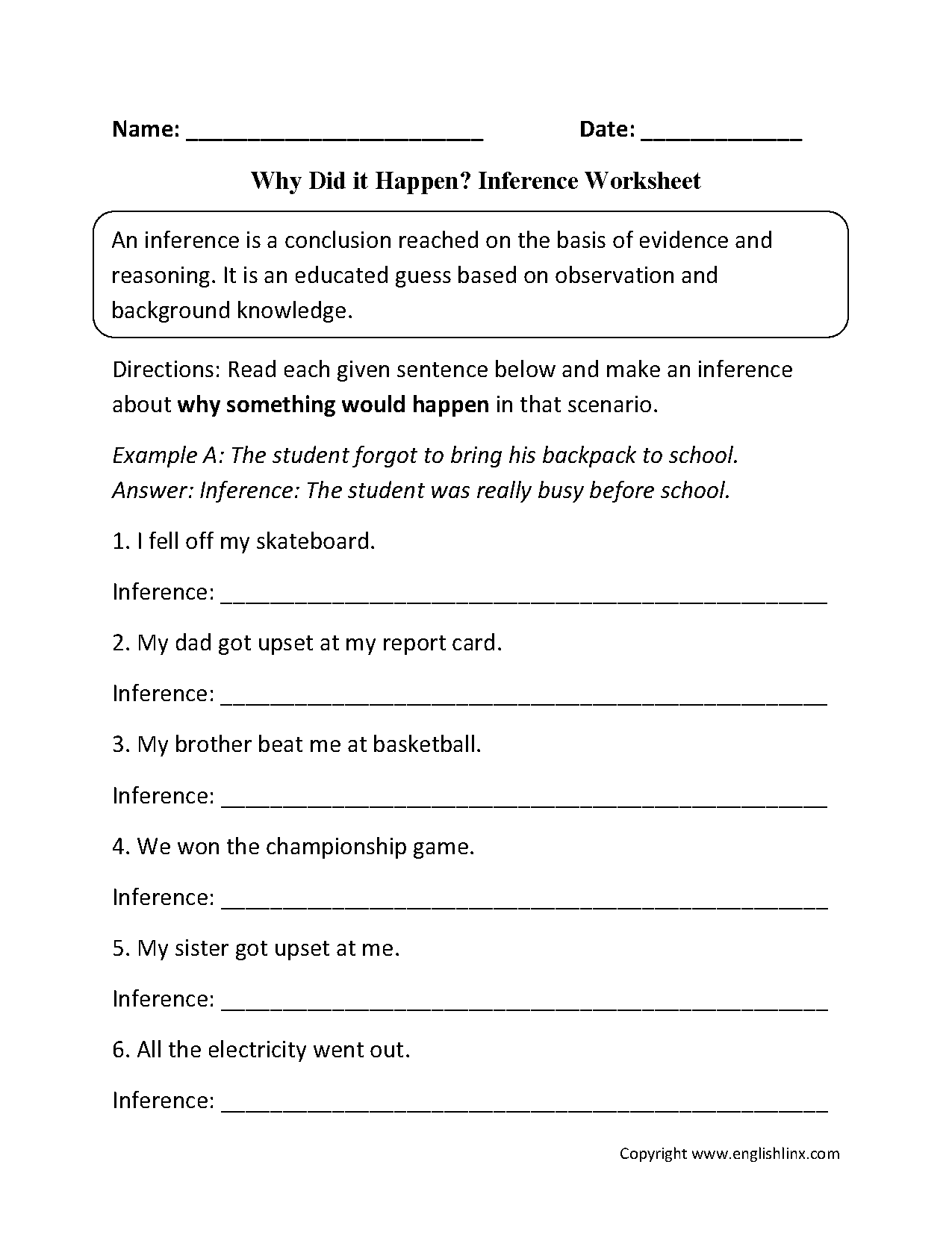 Inference Worksheets Printable Inference Practice For Grades 4 12
