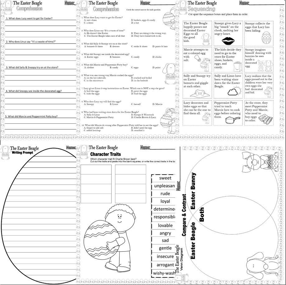 It S The Easter Beagle Charlie Brown TV Read Aloud Book Companion Comprehension Worksheets Made By Teachers