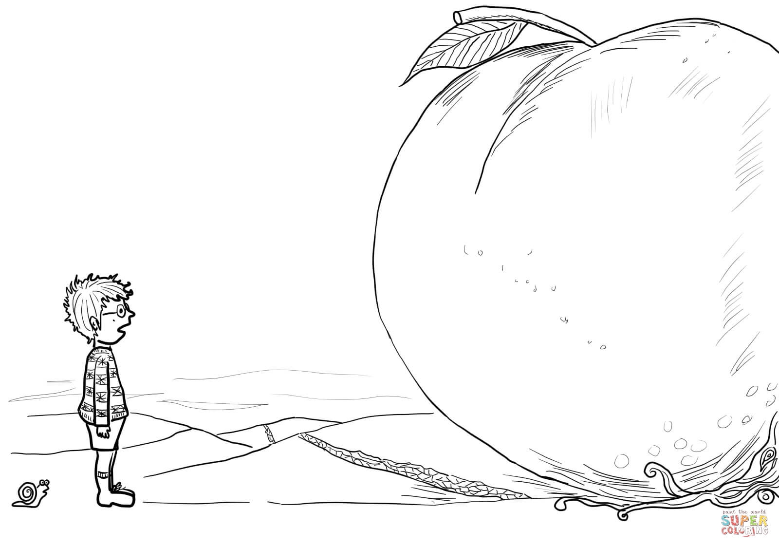 James Snail And Giant Peach Coloring Page Free Printable