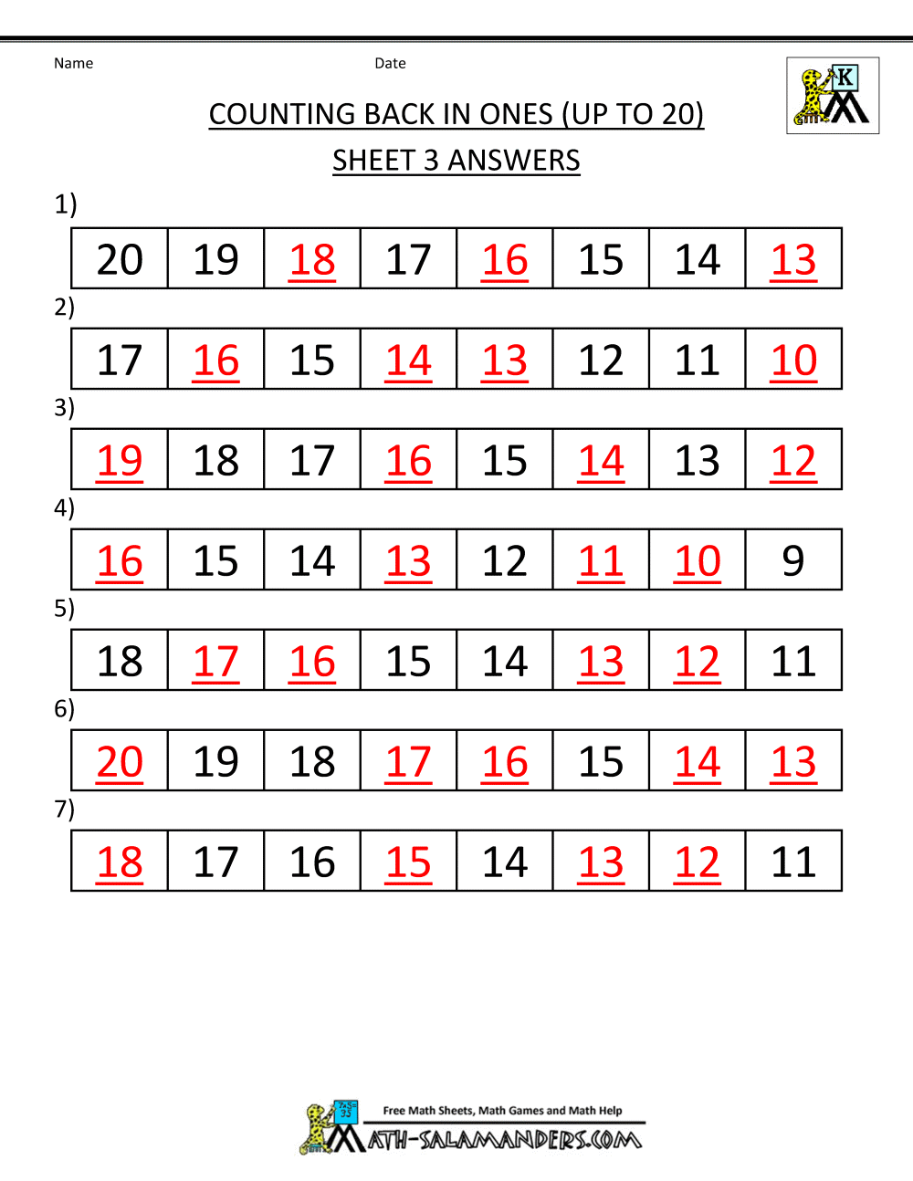 Kindergarten Counting Worksheets Sequencing To 25