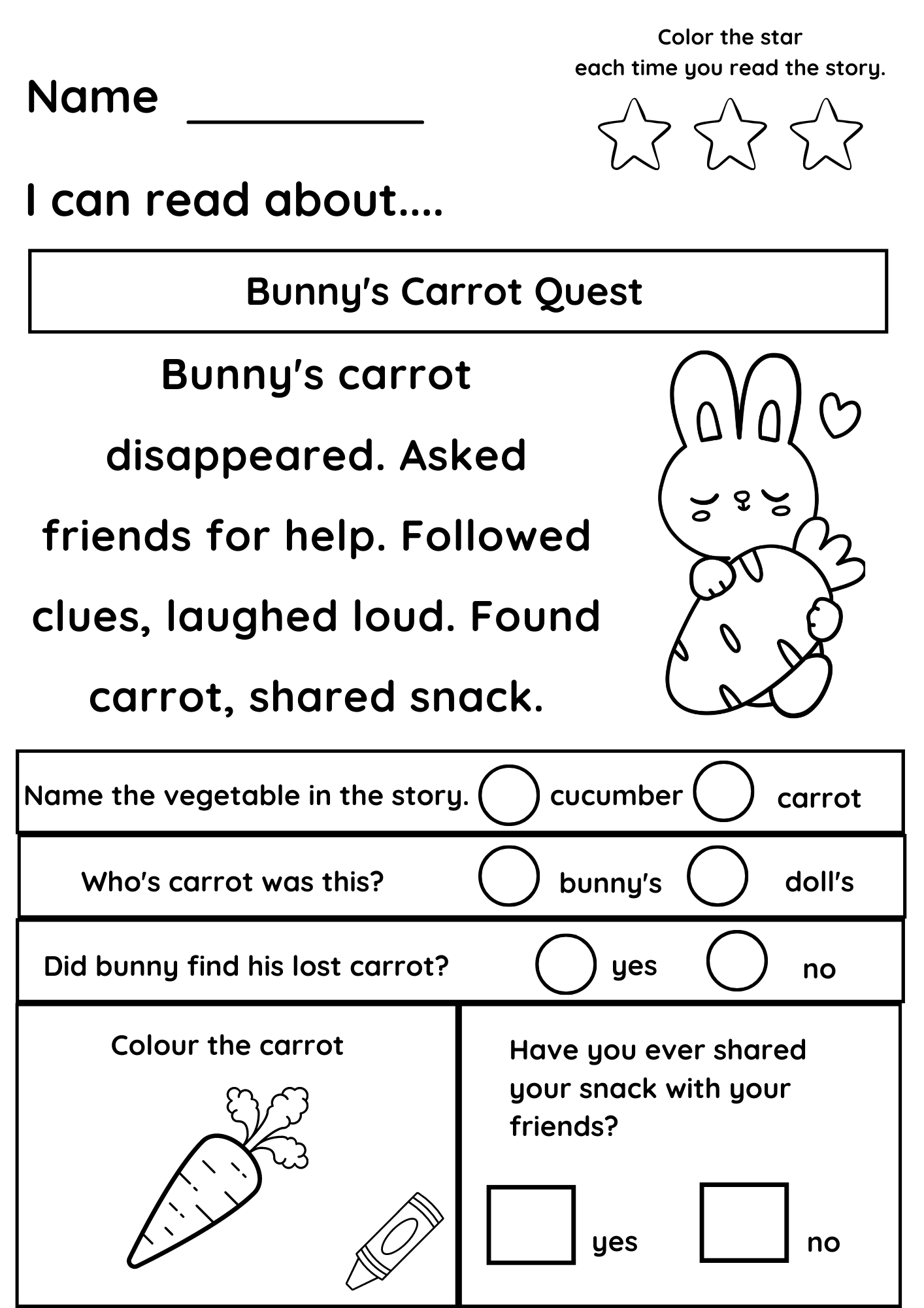 Reading Comprehension Worksheet Free Printable Digital PDF
