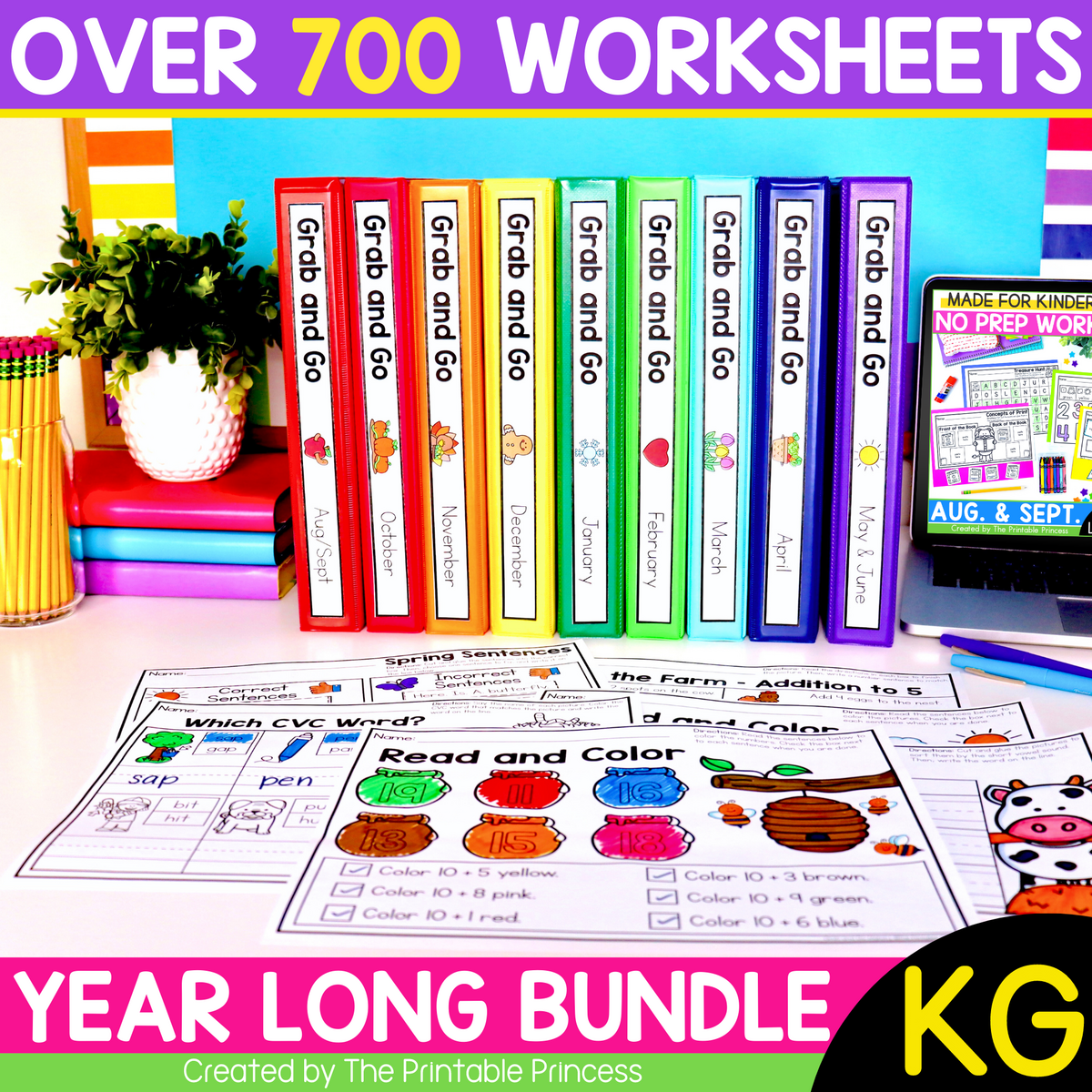 Kindergarten Worksheets For Literacy And Math Bundle The Printable Princess October Emergency Sub Plans For Kindergarten The Printable Princess