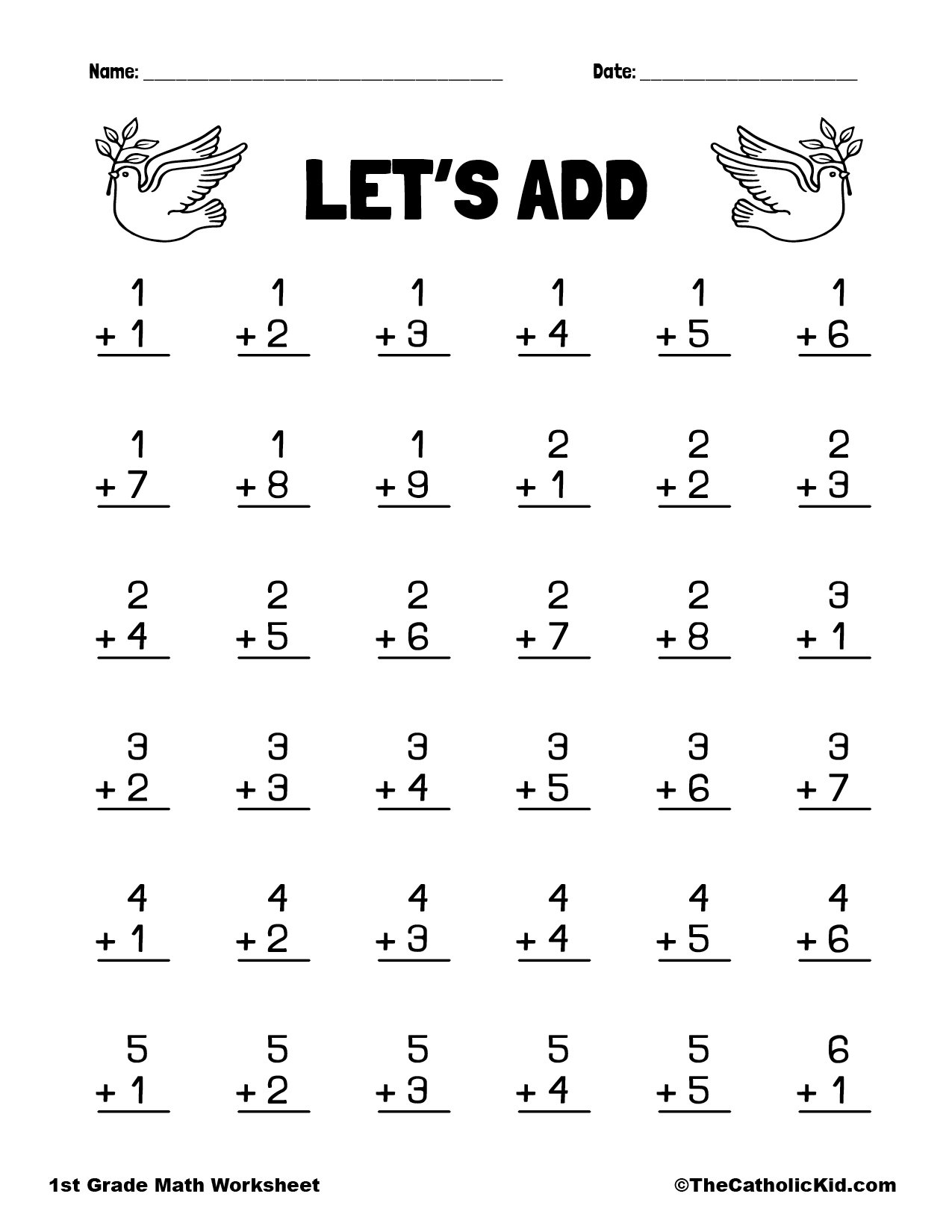 Free 1st Grade Math Worksheet Templates To Customize Canva