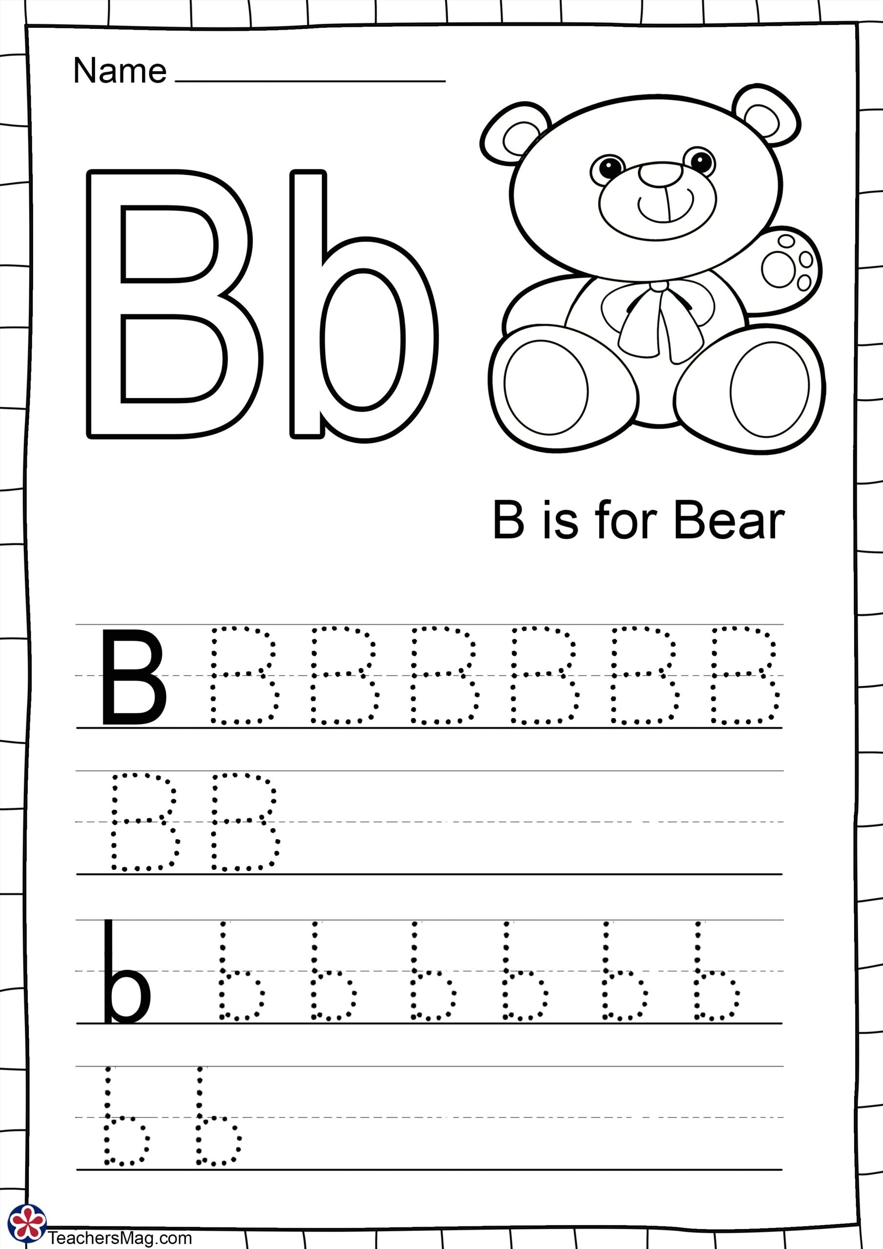 Free Printable Letter B Coloring Worksheet