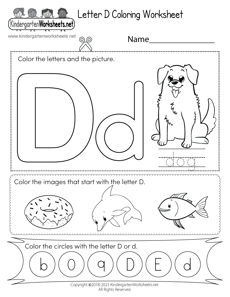 Letter D Coloring Worksheet Free Printable Digital PDF Letter D Free Worksheets TeachersMag